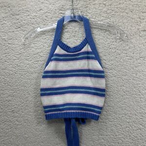 Goodnight Macaroon Striped Knit Halter Crop Top Women’s Small Y2K